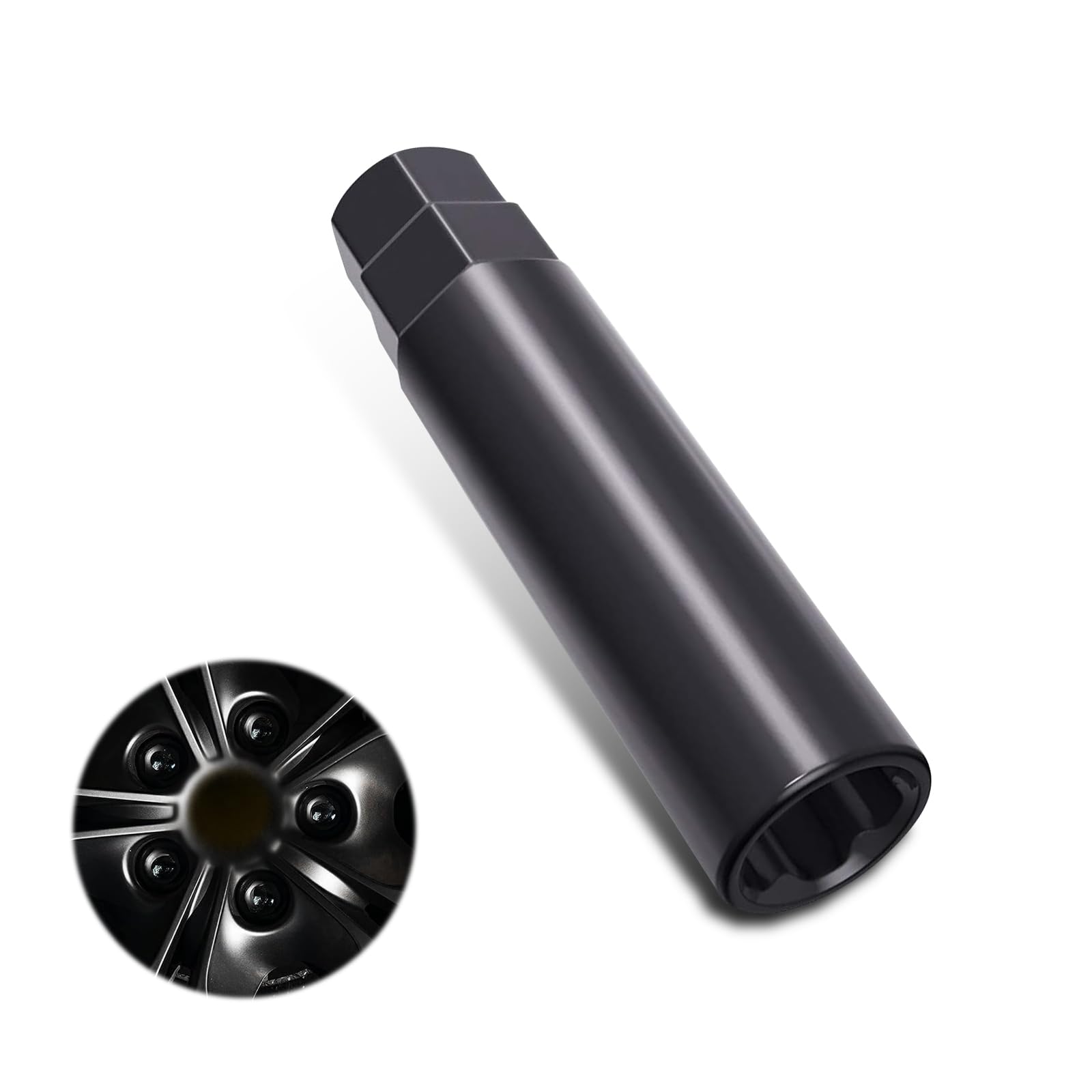 1 PC Car 6 Slot Modification Nut Wheel Hub Anti-Theft Screw, 6 Point Spline Drive Tuner Replacement Socket Adapte, Spline Lug Nut Key Tool, Universal Removal Tool for Most Cars (Black)