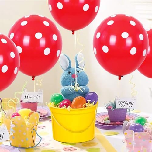 Image of TONIFUL 100pcs Red and White Polka Dots Balloons 12inch Large Polka Dot Latex Party Mouse Balloons for Wedding Birthday Party Festival Decoration Halloween Christmas New Year Supplies