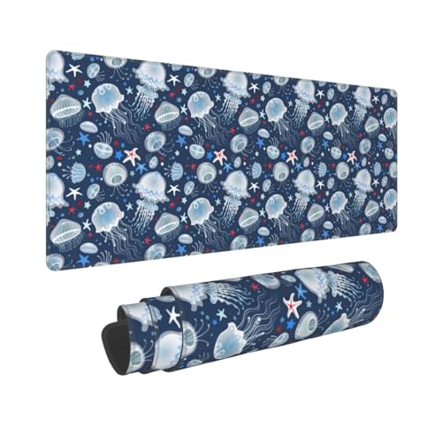 Alfombrilla de escritorio grande con diseño marino antideslizante para ordenador