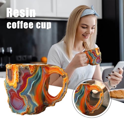 Taza de café de resina diseño cristal mineral rojo volcánico miniatura 5