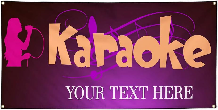 Custom Industrial Vinyl Banner Karaoke Music Personalized Text Hobbies Purple 4 Grommets 24x48Inches