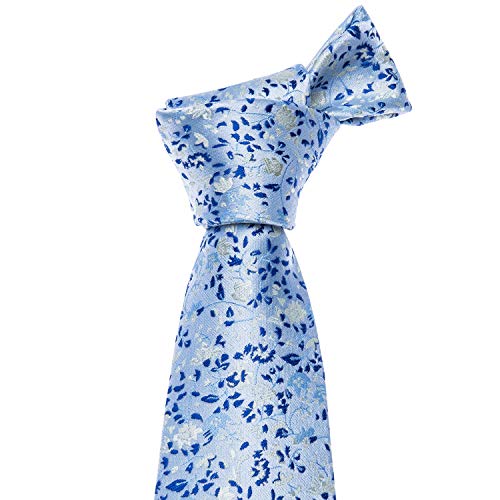 Image of Barry.Wang Floral Ties for Men Flower Necktie with Tie Clip Formal
