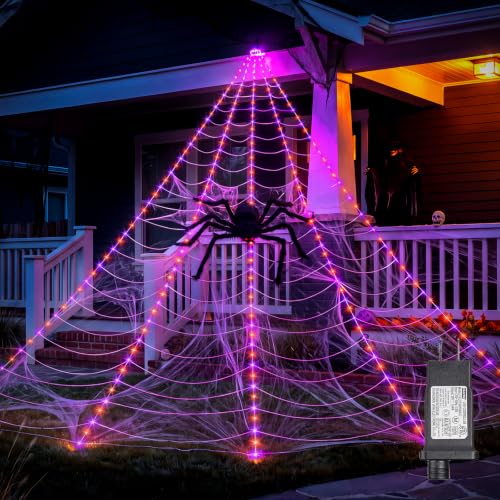  16.4 ft 255 LED Halloween Giant Spider Web Lights Set  - image 1