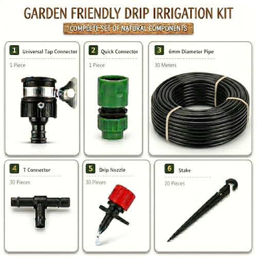 Image of JERN Micro Drip Irrigation System for 30 Plant, Self Automatic Watering Garden Hose Kits With Adjustable Dripper
