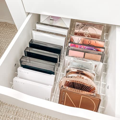 Clear Acrylic Makeup Drawer Organizer Dividers - Organizers for IKEA Alex 5 or Alex 9 Drawers, Compacts, Palettes, Bronzers, Blushers, Face Powders, Loose Powders, Eyeshadows