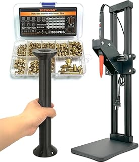 수직 열 세트 인서트 툴 (삽입 높이 410mm) 380피스 스레드 인서트 및 열 세트 팁 M2-M8 플라스틱 및 3D 프린팅 부품용 황동 미터법 널링 너트 추가 - 열 인서트 프레스