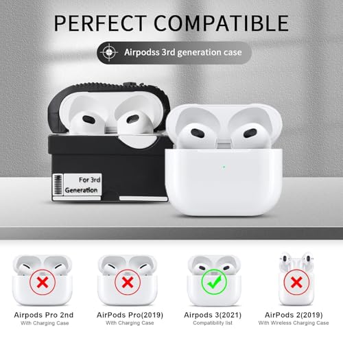 Image of [2Pack] Gedicht for Apple Airpods 3rd Generation Case Cover, Cute Cartoon Shoe Box Soft Silicone Protective Cases for AirPods 3 Case with Keychain for Women Men, Red+Black