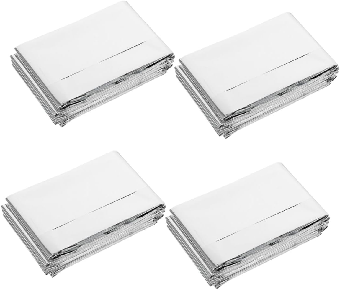 Didiseaon 4pcs Emergency Blankets Survival Thermal Foil Blankets Silver Insulating Outdoor Warm Sheets for Camping Hiking First Aid