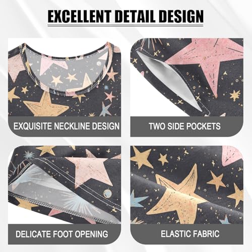 Vdsrup Stars Summer Pajamas Set Short Cotton Sleepwear 2 Piece Unisex 5Y3