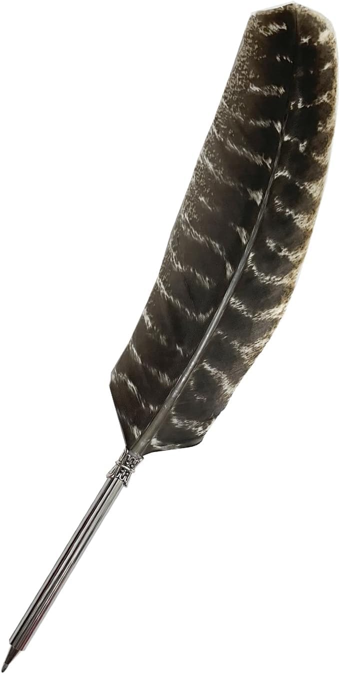Classic Style Stationery Feather Quill Ink Pen - Natural Feather Fountain Writing Pen for Decoration and Hand Writing - Gift Set