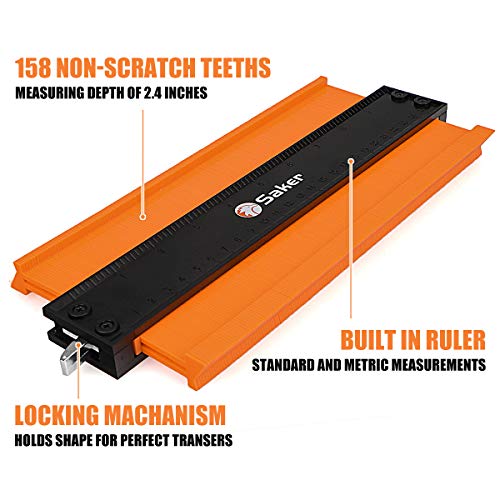Saker Contour Duplication Gauge-Adjustable Lock -Precisely Copy Irregular Shape Duplicator -Irregular Welding Woodworking Tracing - Must Have Tool for DIY Handyman, Construction(10 Inch+5 Inch)