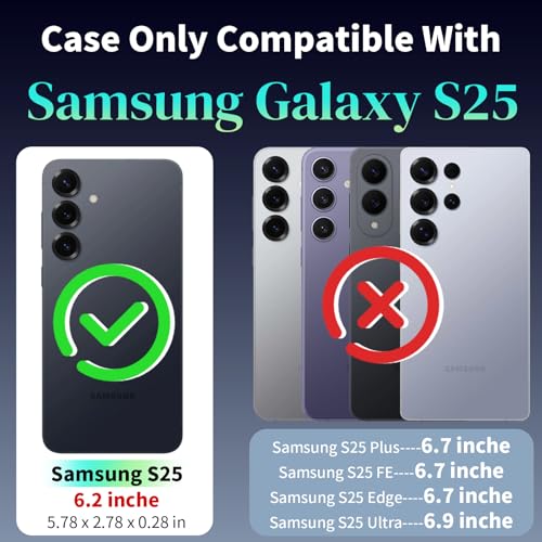 for Samsung Galaxy S25 Case with Screen Protector, 360°Military Grade Rotatable Kickstand (Heavy Duty) Shockproof Protective - Case for Samsung S25 (Dark Green) by HNHYGETE - Image 2