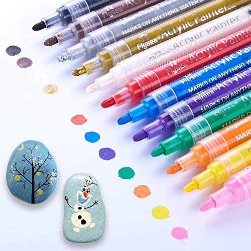Acrylic Paint Marker Pens, Waterproof Paint Pens for Rocks Painting, Ceramic, Glass, Wood