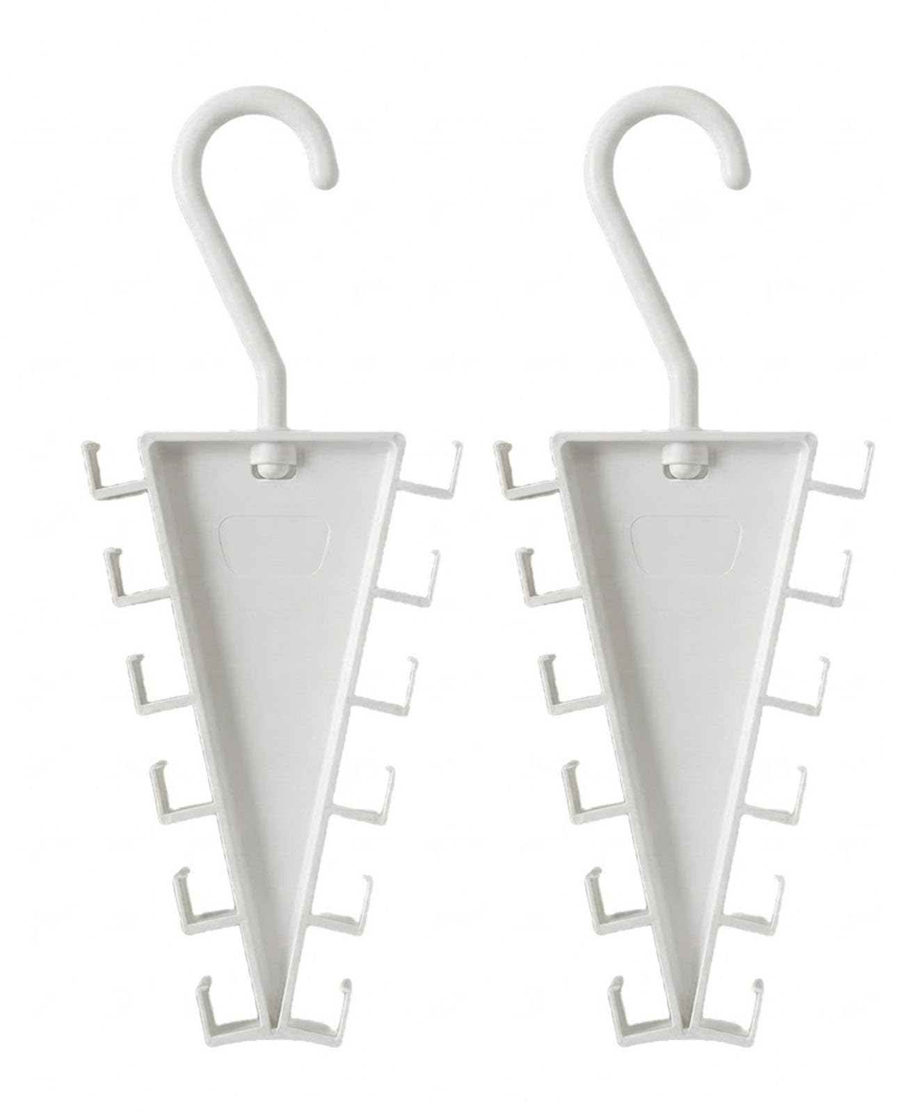 THUCHENYUC V Shaped Double-Sided Closet Organizer Hanger, 360° Rotating Multi-Layer Vertical Storage Rack with 12 Anti-Slip Hooks for Hats Scarves Belts Bags Ties(2pcs)