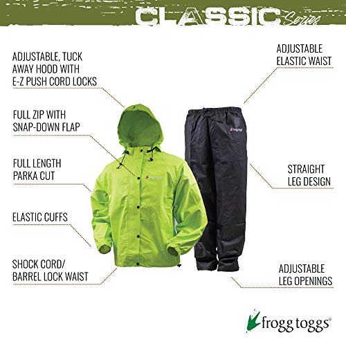 Frogg Toggs Women's Classic All-Purpose Waterproof Breathable Rain Suit, Black, Medium #TOP1