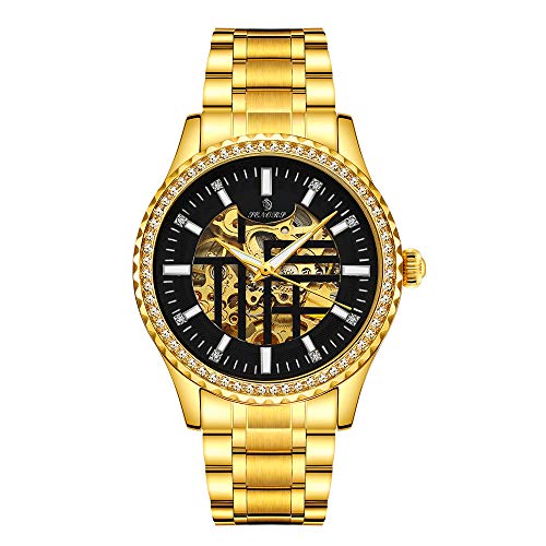 Montre automatique squelette en acier pour homme et femme au design luxe