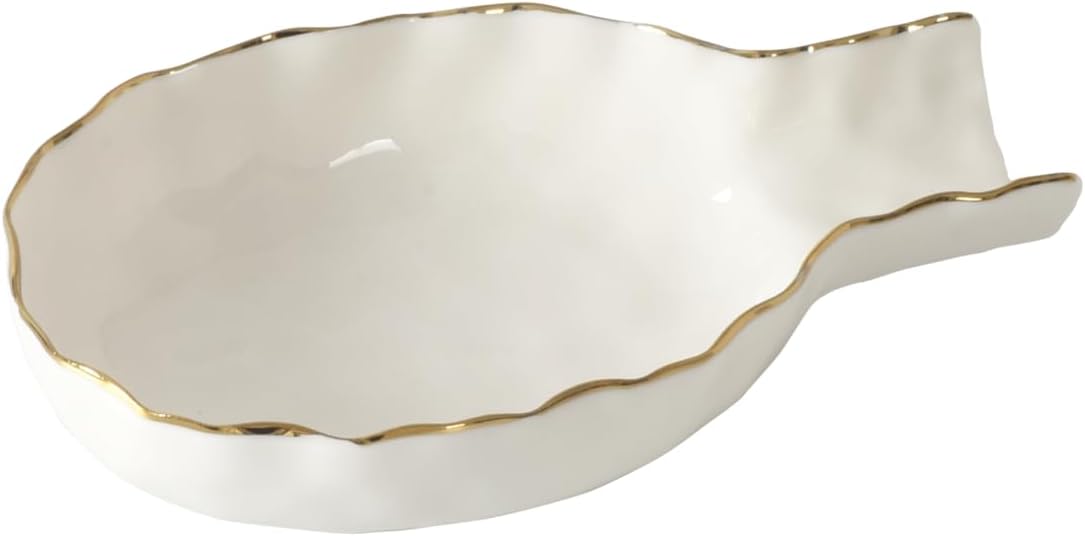 Pampa Bay Golden Salerno Titanium-Plated Porcelain Spoon Rest (White and Gold)