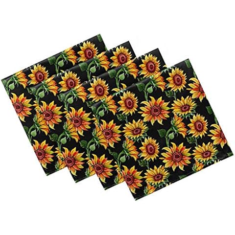 ZzWwR Stylish Beautiful Sunflowers Vintage Floral Cloth Napkins, Set of 4 20 x 20 Inch Soft & Comfortable Polyester Dinner Napkin for Family, Restaurant, Weddings, Parties, Holiday Dinner Cover