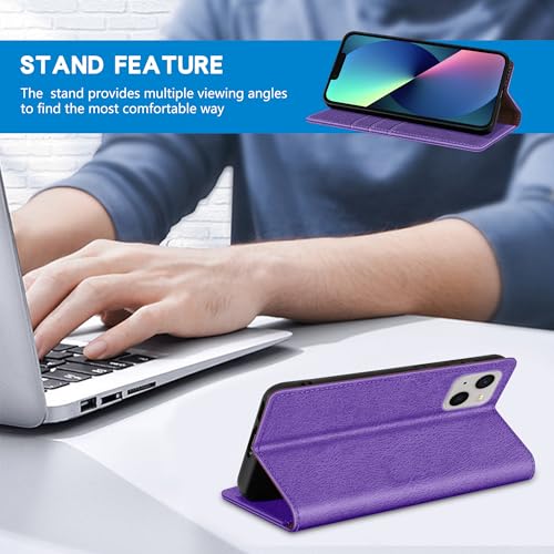 Image of ZZXX for iPhone 13 Mini Wallet Case Strong Magnetic 5.4 inch,Purple