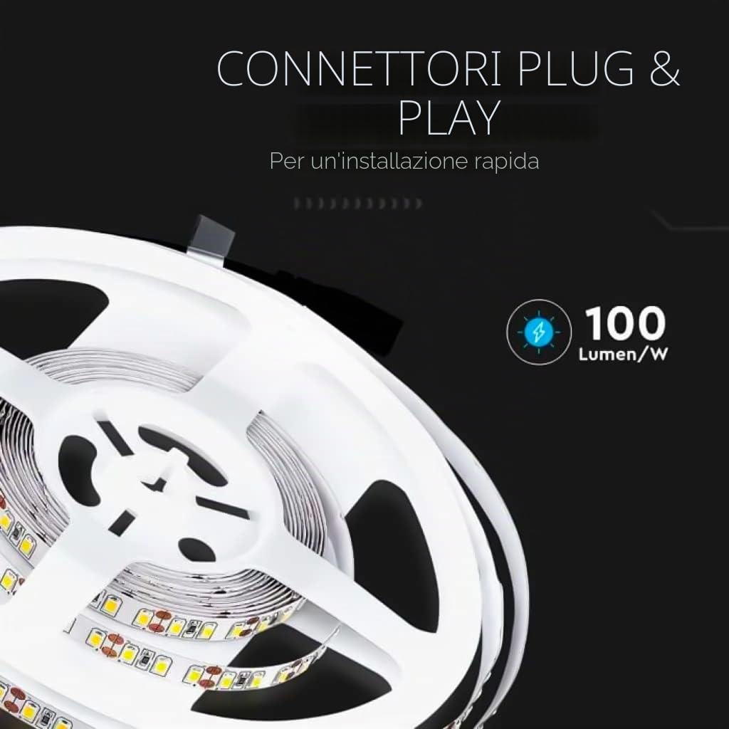 V-TAC Striscia Led da Interno SMD 3528 8W - 5 Metri - Striscia LED Adesiva per Casa, Cucina, Camera, Ambienti Interni - Strisce LED Luminosità 800 Lumen - Alimentata 12V - Luce Bianca Calda 3000K