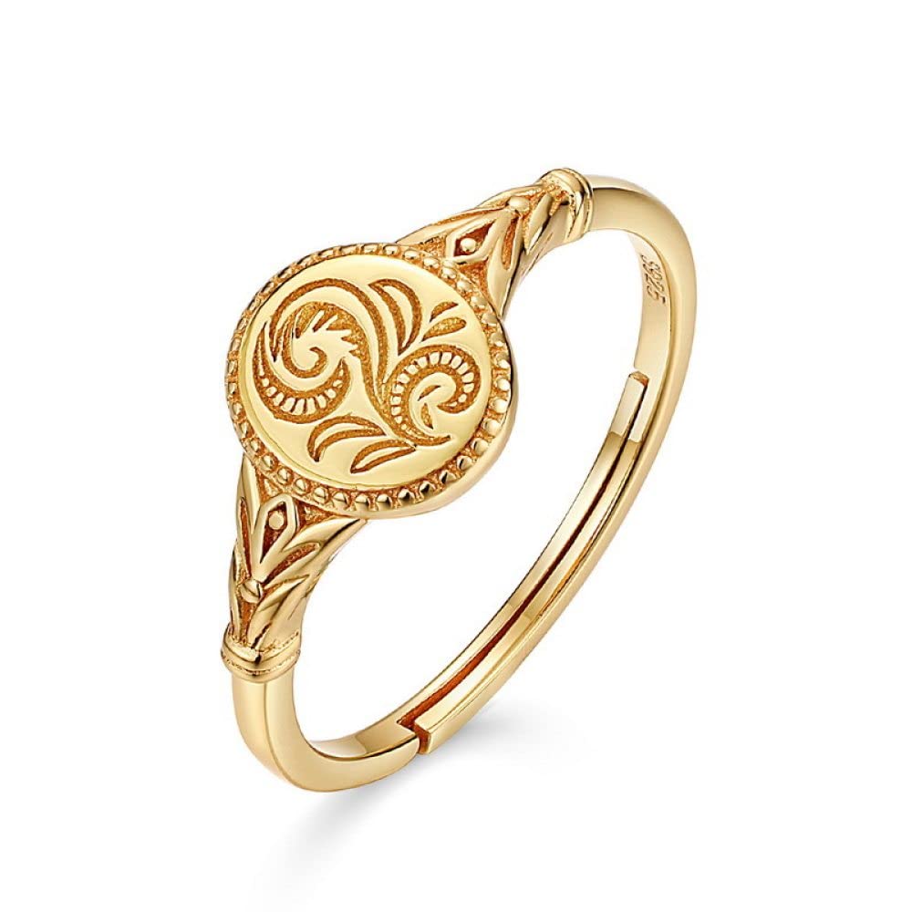 Anello In Argento Sterling 925,Anelli Robusti Regolabili Per Donna Vintage Incisione Runa Mystic Amulet Anello In Argento Sterling 925 Anelli Eternity Etnici Boho Placcato Oro Anelli Di Promessa Da