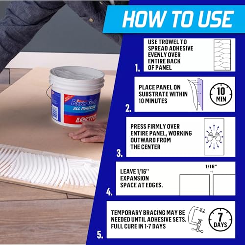 Image of Loctite Power Grab Express All Purpose Construction Adhesive, White, 1 gallon Tub, 4 Pack