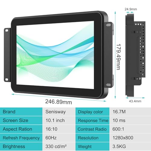 Image of 10.1 Inch Industrial Touch Monitors 10 Points Embedded Open Frame Monitor 1280 x 800 @ 60Hz TFT LCD Suitable for kiosks, ATMs, Vending Machines