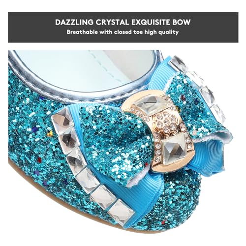 Girls Dress Shoes Mary Jane Wedding Party Heel Glitter Bow Princess Flower Shoes for Kid Toddler2