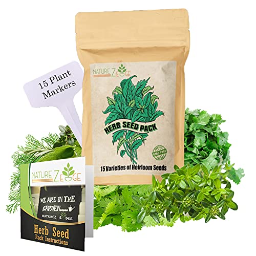 Herb Seeds for Planting Variety Pack, 15 Varieties of Heirloom Herbs for Your Garden, Includes Chives, Sage, Thai Basil, Cumin, Thyme, and More