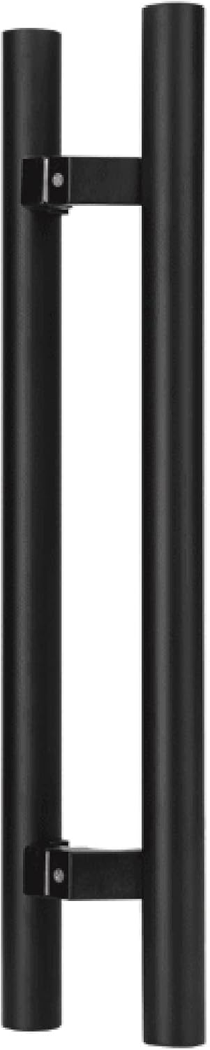 H-Shaped Sliding Door Handle Stainless Steel, Round Smooth Poles for Indoor Outdoor, Double-Sided Glass Handle Pull Set, 38mm Diameter, Easy to Install (Color : Black, Size : 80cm/