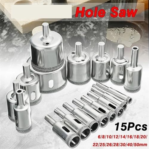 Set de 15 brocas diamante 6mm a 50mm para vidrio miniatura 3