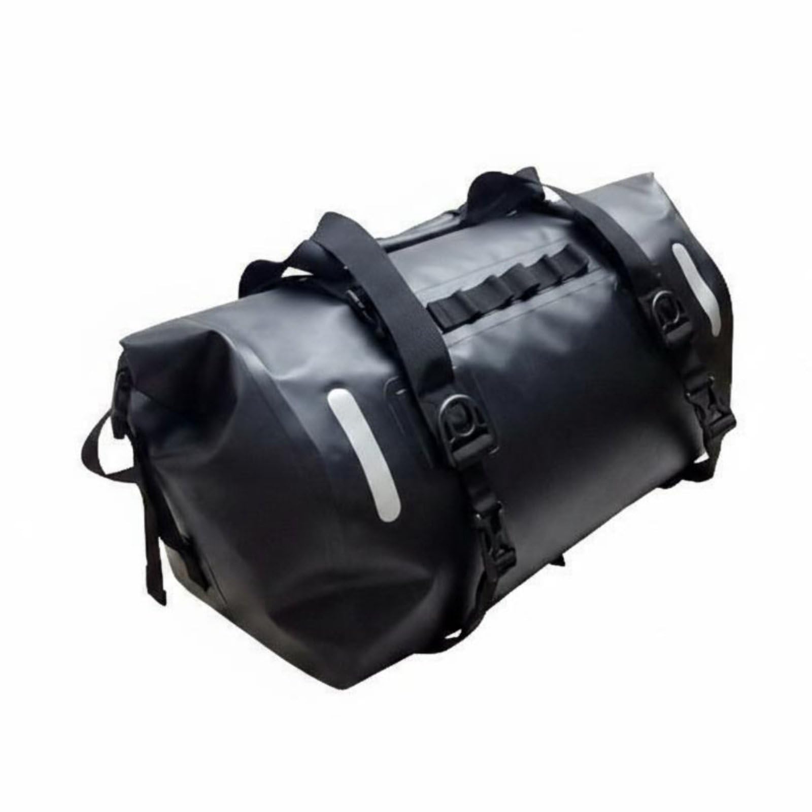 Borsa Posteriore Impermeabile Borsa Coda Borsone Sacca Viaggio in PVC 500D con Cinghie Multiple Tasca Trasparente E Maniglia Adatta a Spostamenti, Nero, Nero, 48L