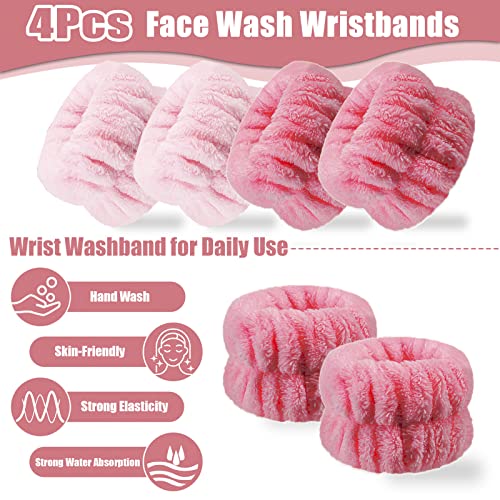 4Pcs Face Washing Wristbands, Anmieciu Soft Wrist Washband Set, Microfiber Wrist Spa Wristbands, Absorbent Wristbands Wrist For Woman & Girls, Prevent Liquid From Spilling Down Your Arms. #TOP5
