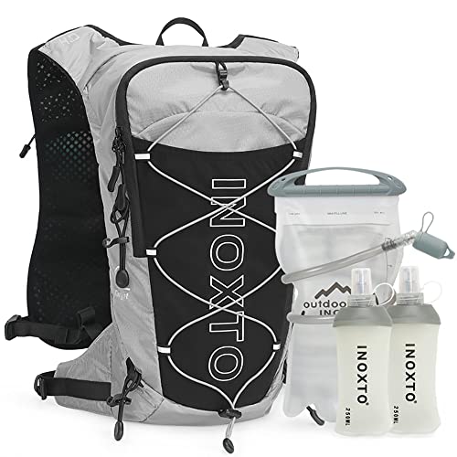 INOXTO Hydration Pack Backpack ?Water Backpack with 2L Leakproof Water Bladder, Running Hydration Vest for Man, Daypack for Cycling Motocross Climbing Trail Running (Black Gray)