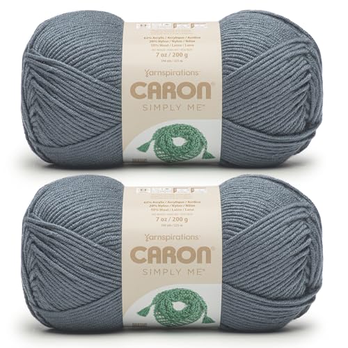 Image of Caron Simply Me, Soft Bulky Yarn for Crocheting, Midnight Blue, 2-Pack | #5 Bulky Yarn, 62% Acrylic, 20% Nylon & 18% Wool, Soft Crochet Yarn for Knitting & Hobby Crafts, 246yds, 200g /7oz per skein