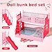 TOYANDONA Baby Doll Bunk Bed for Girls, Miniature Furniture Dollhouse Bed with Stairs, Plastic Mini Bedroom Furniture Birthday 1/12 Scale