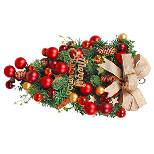 Didiseaon Christmas Bow Wreath for Front Door Charming Welcome Sign Decor Xmas Wreath Faux Leaves and Holiday Decoration for Cheerful Ambiance