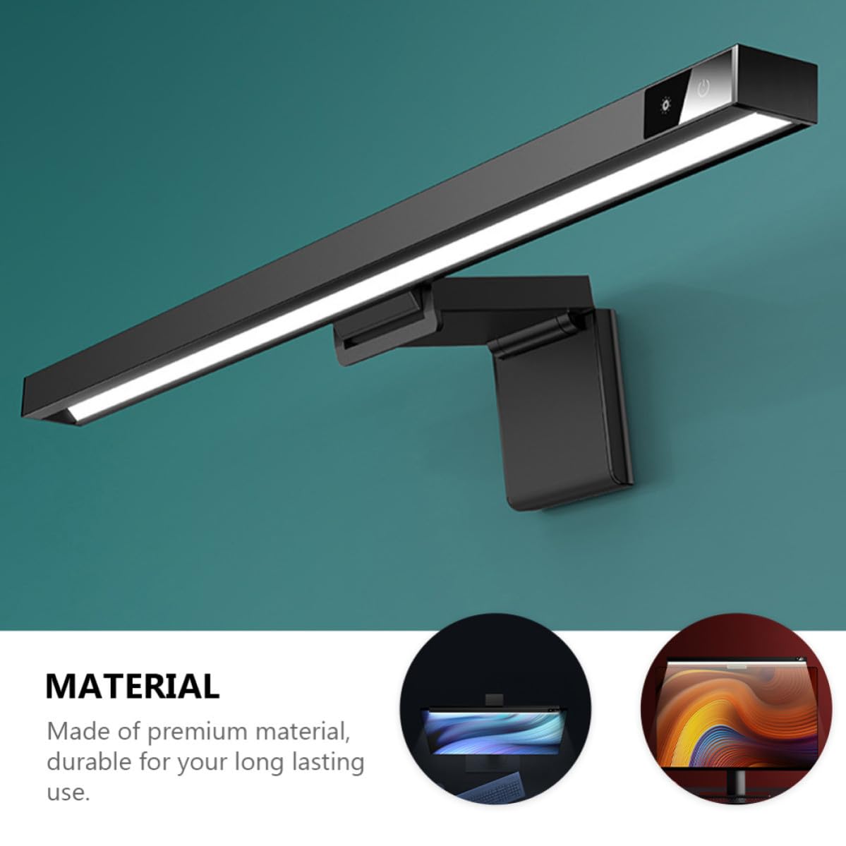 INOOMP Lampada da Monitor LED Nero Design a Sospensione in Abs, Luce Regolabile per Protezione, per Gaming e Lettura al Computer
