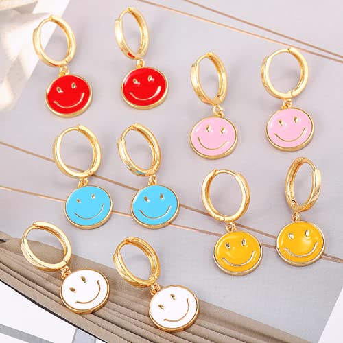 XiaoYing Dames sieraden vrouwen partij geschenk koperen smiley gezicht oorbellen punk stijl hanger oorbellen (Kleur: B… - Image 4