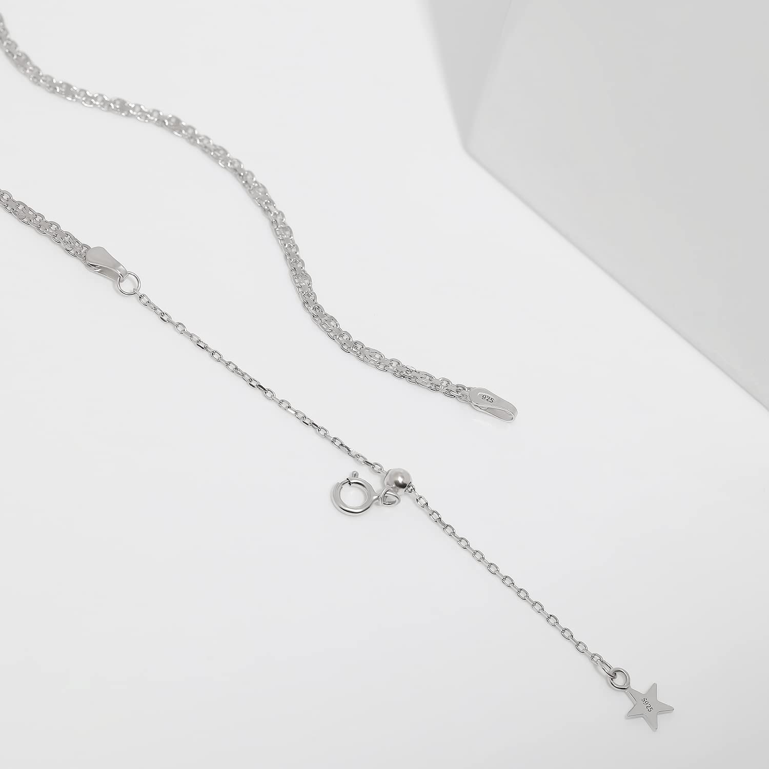 Meissa Sterling Silber Kette Halskette für Frauen Länge 33-39,9 cm stapelbare Rose Gold Choker Layering Halskette Verstellbare Einfache Kette Halskette Schmuck Geschenk