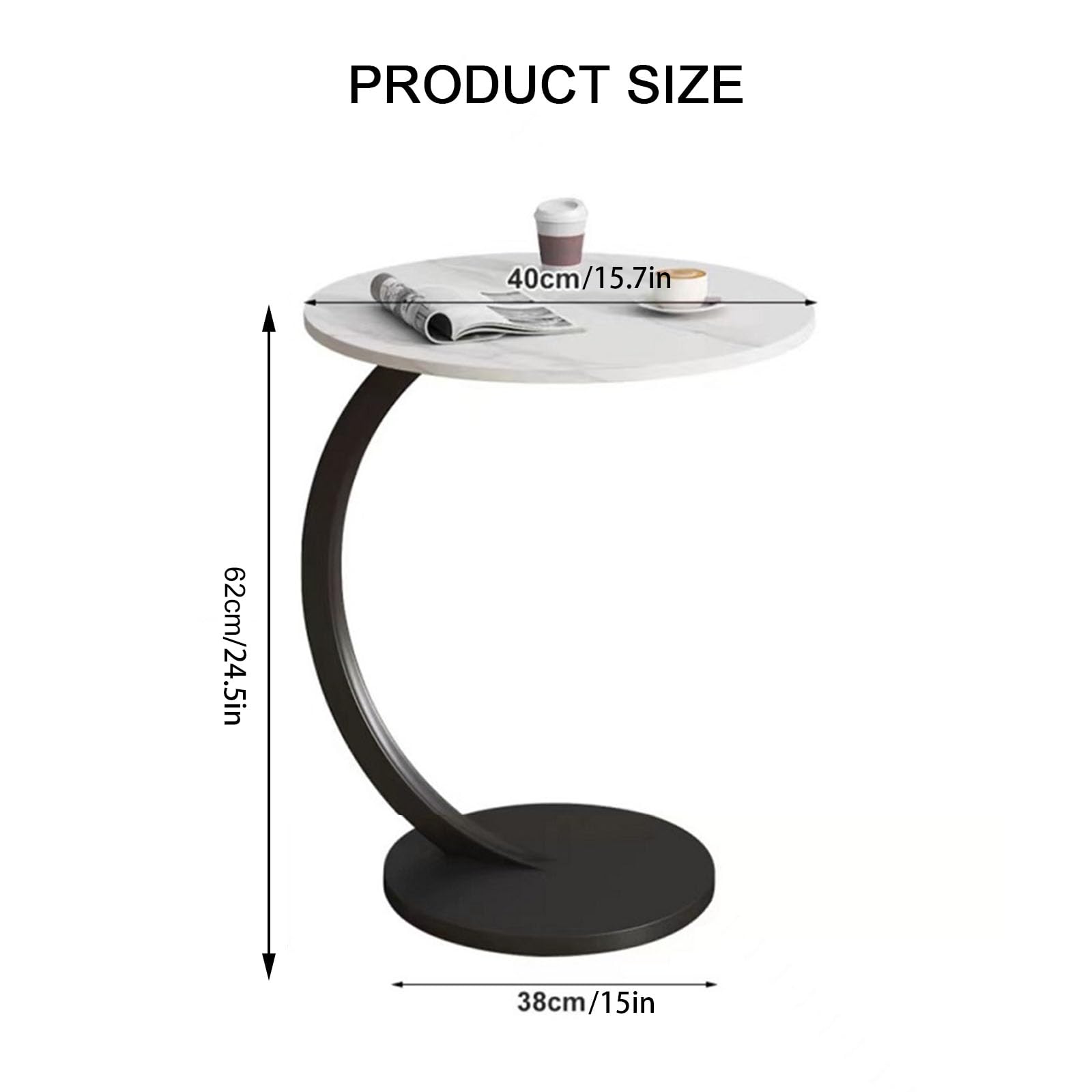 Table d'appoint, Table Basse, Table de Chevet, Table d'appoint en C, Tables de canapé Qui Glissent en Dessous, Petite Table d'appoint, Table étroite pour Chambre à Coucher D