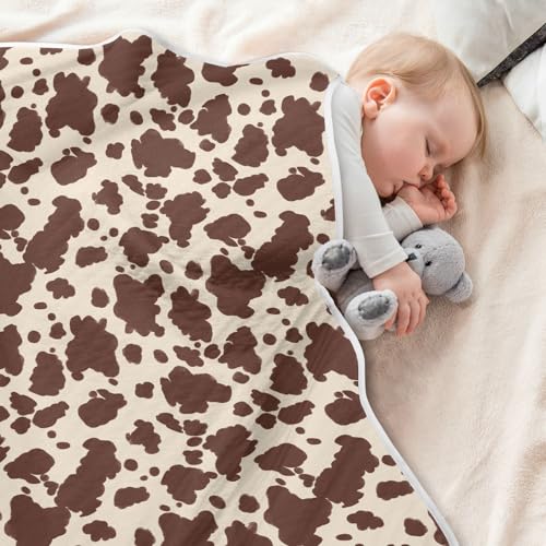 Image of Baby Blankets for Baby Boy or Girl Soft Crib Receiving Blanket for Infant Toddler Kid Crib Bedding 30X40in Cow Print