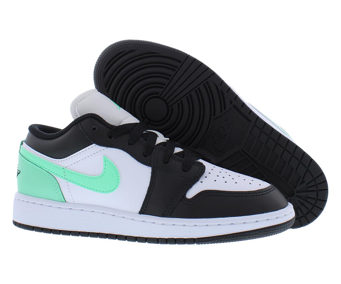 Jordan Big Kid's 1 Low White/Black-Green Glow (553560 131), Bianco/Nero-verde Glow, 5.5 Big Kid
