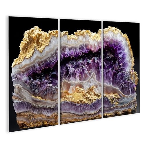 Tableau sur toile Améthyste Mystique pour raviver un salon terne - Triptyque 3 pcs