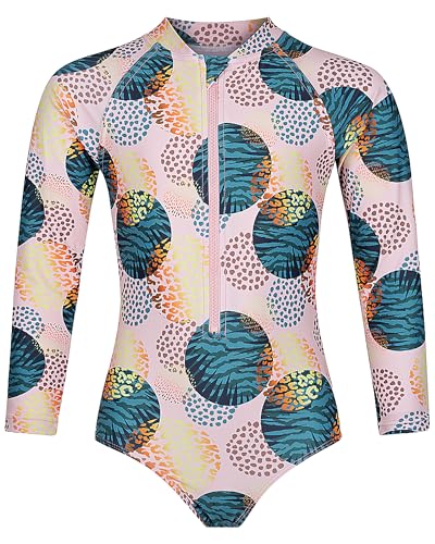 Image of One Piece Girls Swimsuit Long Sleeve UPF 50+ Rash Guard with UV Protection