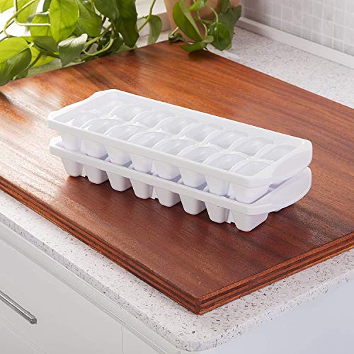 Tribello Ice Cube Trays For Freezer 16 Cubs, Pops Out Easily, Bpa-Free And Phthalate-Free - American Made - White - 2 Pack #TOP3