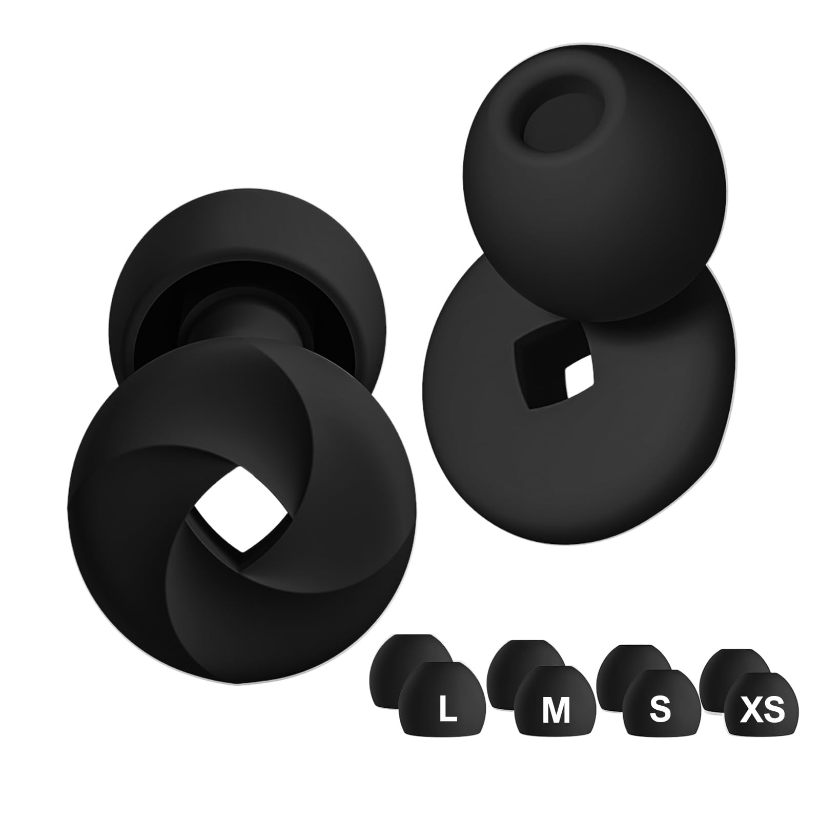 Ohrstöpsel mit Geräuschunterdrückung, schwarz, ultraweiches, druckfreies Design, blockiert bis zu 33 dB für tieferen Schlaf, Reisen und Fokus, hypoallergen, wasserdicht, inklusive Reiseetui und 4