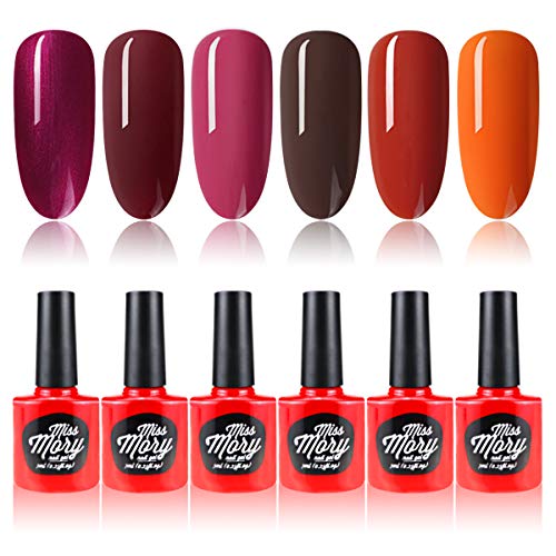 Fercaish Gel Nail Polish Set, 6 Colors Non-Toxic Eco-friendly Gel Polish Kit Soak Off UV LED Nail Gel Manicure Varnish Set