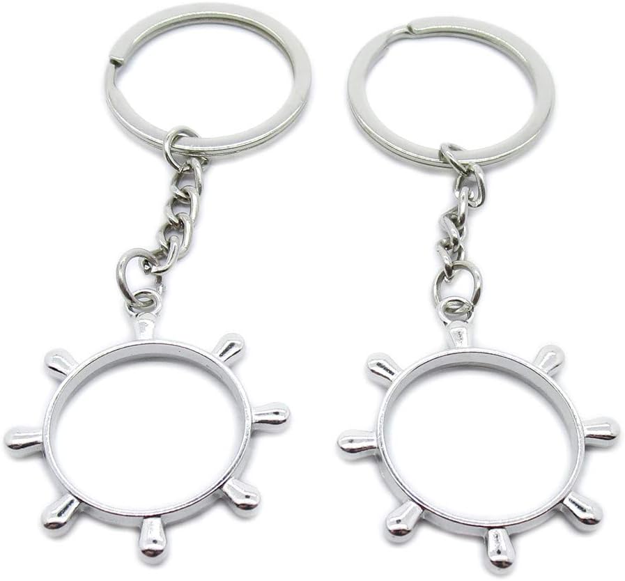 50 Pieces Keyring Keychain Wholesale Suppliers Jewelry Clasps EF7E3C Rudder Cabochon Frame