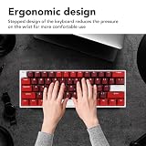 Mechaniczna Klawiatura do Gier, Przenośny Układ 60%, 61 Klawiszy Klawiatura Przewodowa Typu C z Podświetleniem RGB do Laptopa, Czerwony Przełącznik z Czerwonym Przełącznikiem